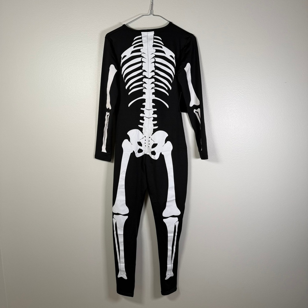 Tipsy Elves Skeleton Bodysuit Womens M Black White Long Sleeve Jumpsuit HWBS01M